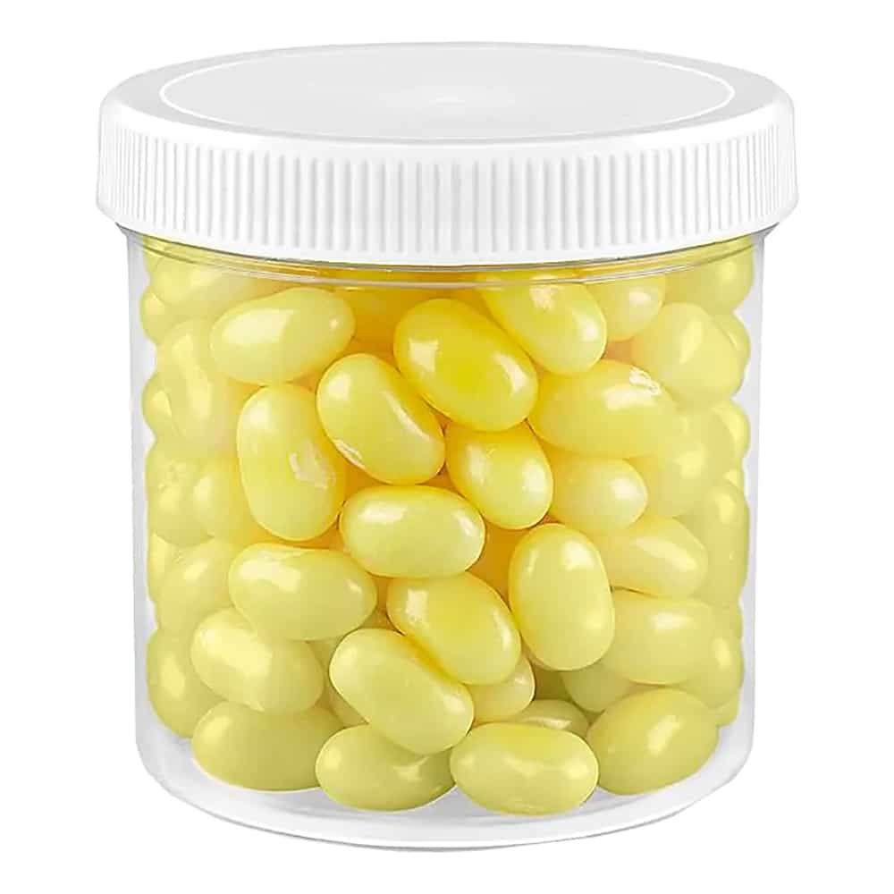 Lavender Clear Round Wide-Mouth Plastic Jar 6 oz White Cap 00809