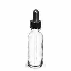 White Smoke Glass Dropper Bottles 1 oz - Clear 0037C/00587