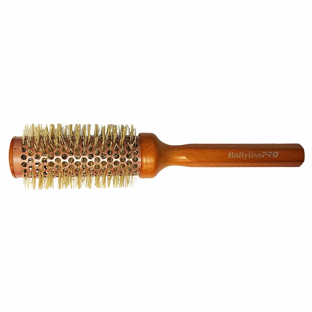 White Smoke BaByLissPRO Ceramic Brush With Wood Handle 35mm BABBEE35ESC