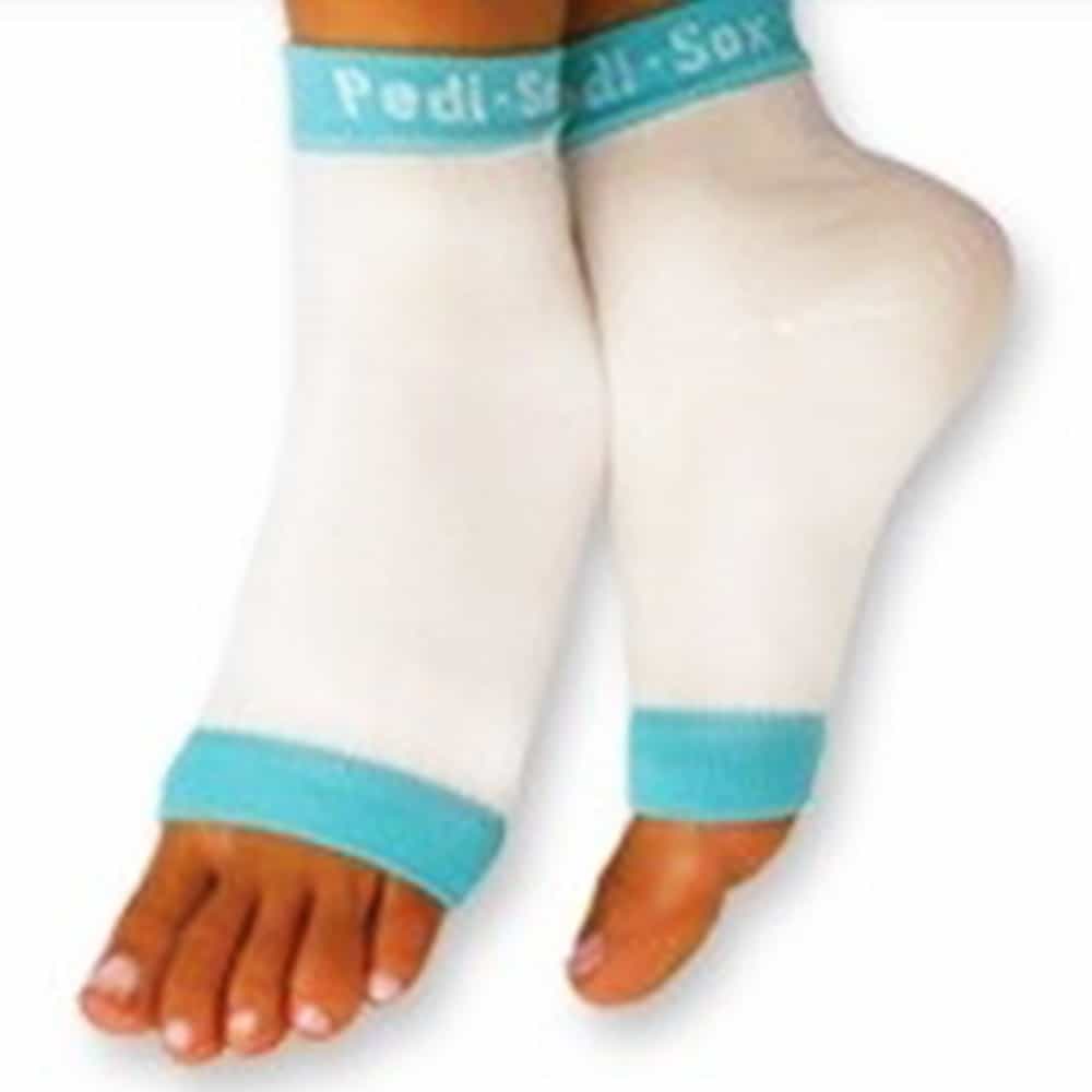 White Smoke California Pedi-Sox White/Blueberry Trim PS-L-602