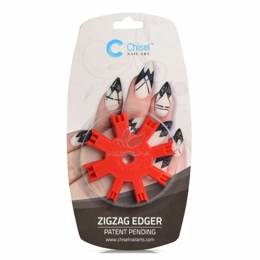 White Smoke Chisel Nail Art Patent Pending - Zigzag Edger Red