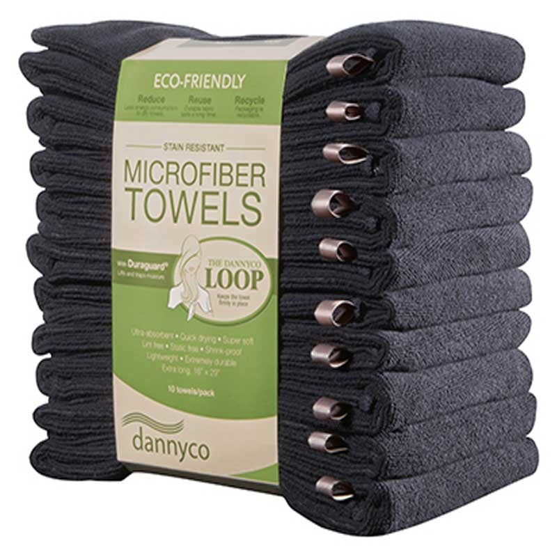 White Smoke BaBylissPRO EcoFriendly Microfiber Towels 10/pack Black