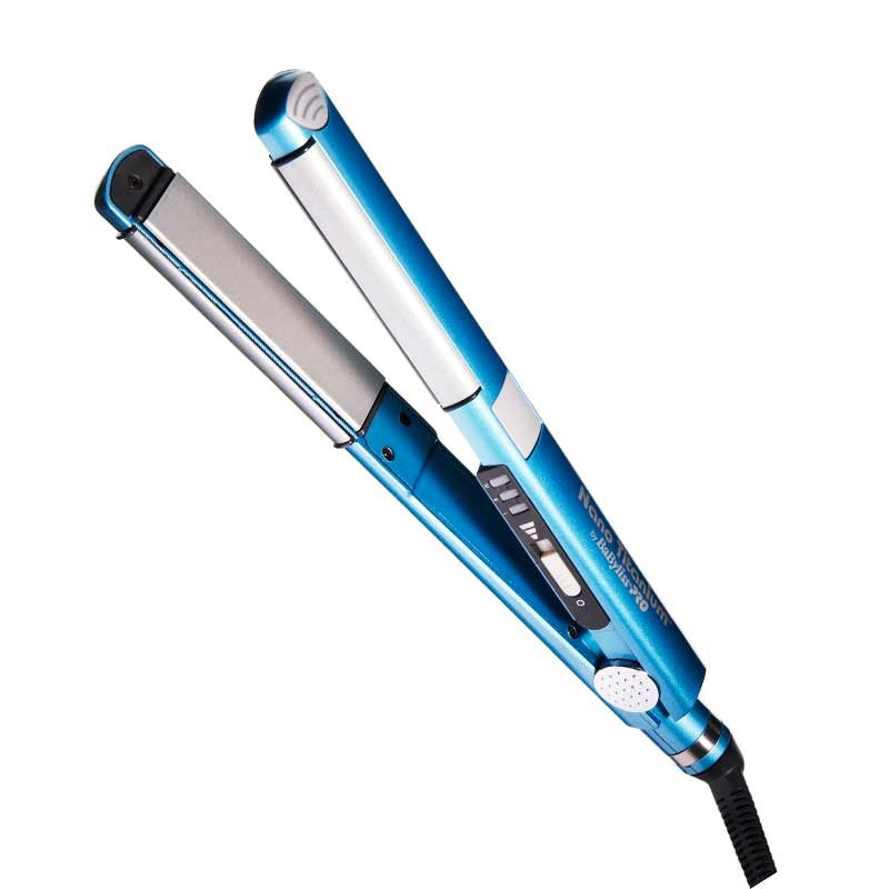 White Smoke BaBylissPRO Nano Titanium Curved Flat Iron 1in