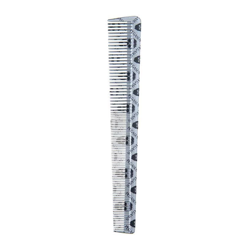 White Smoke Pegasus Skelleto Silver Hard Rubber Barber Comb 6.5in
