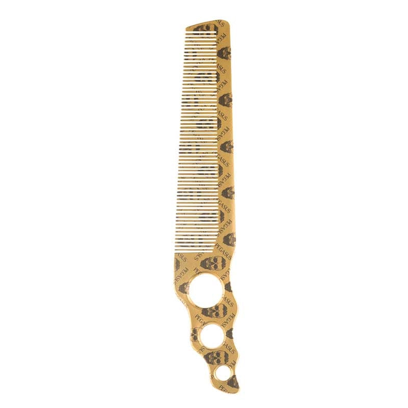 White Smoke Pegasus Skelleto Gold Hard Rubber Clipper Comb 8.03in