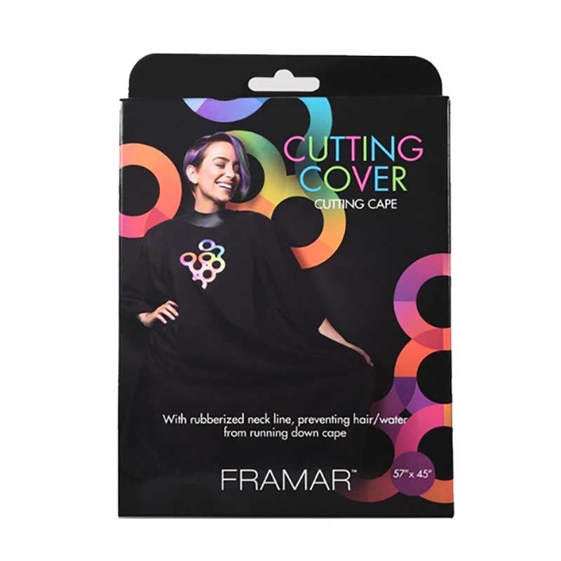 Black Framar Cutting Cover Poly Cape w/Snaps Rubber Neck