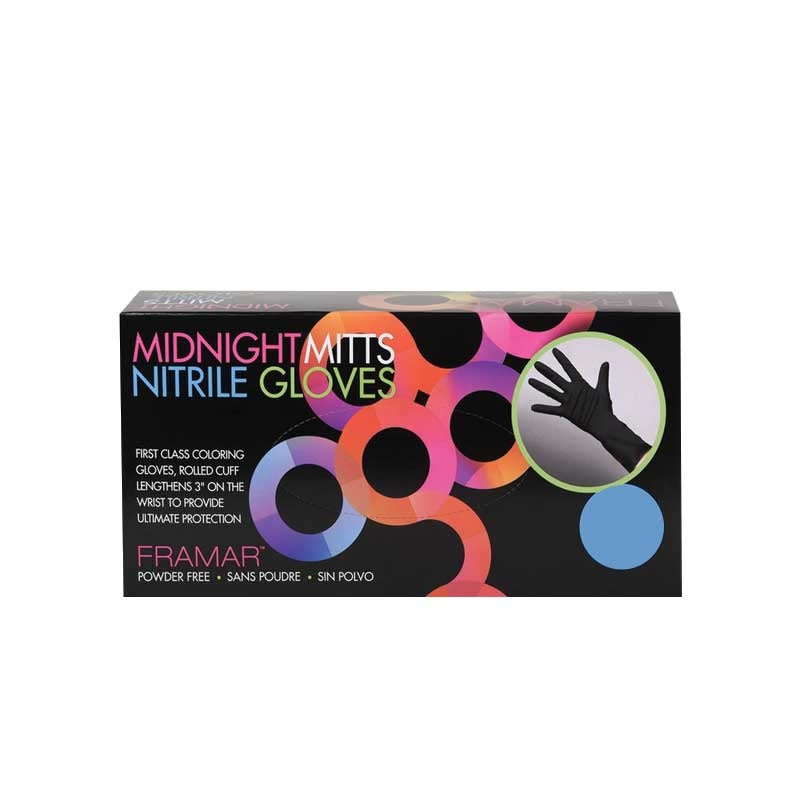 Black Framar (90013)Midnight Nitrile Gloves Small w/cuff 100/box