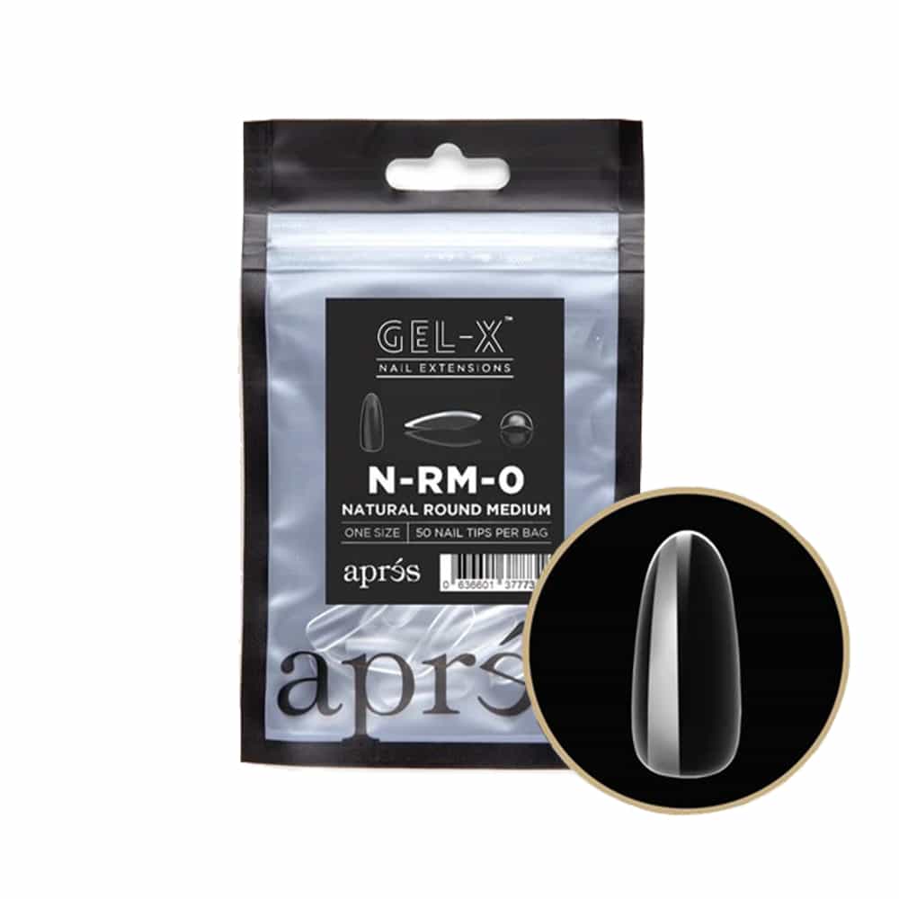 White Smoke Apres Gel-X Individual Tips Natural Round Medium 50PK NRM0