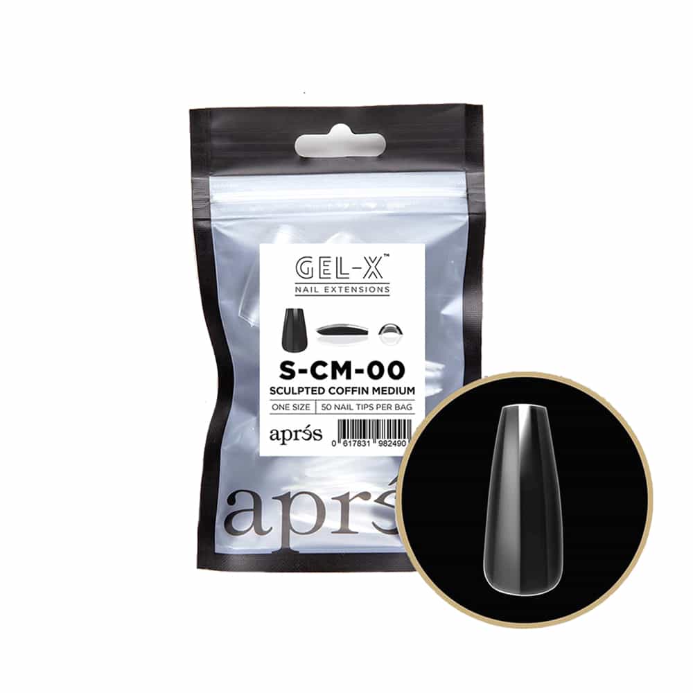 White Smoke Apres Gel-X Tips Sculpted Coffin Medium 50PK SCM00/82490