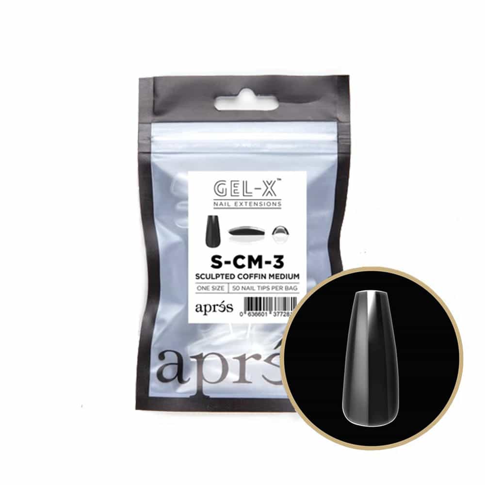 White Smoke Apres Gel-X Tips Sculpted Coffin Medium 50PK SCM3