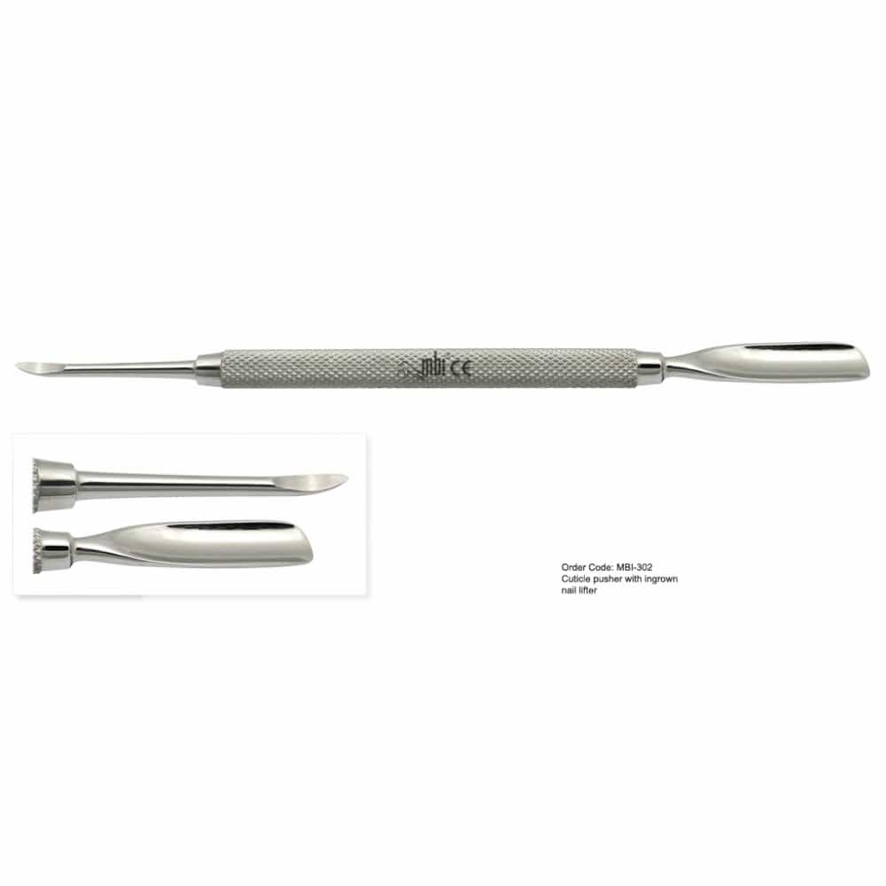White Smoke MBI-302 Cuticle Pusher with Ingrown Nail Lifter