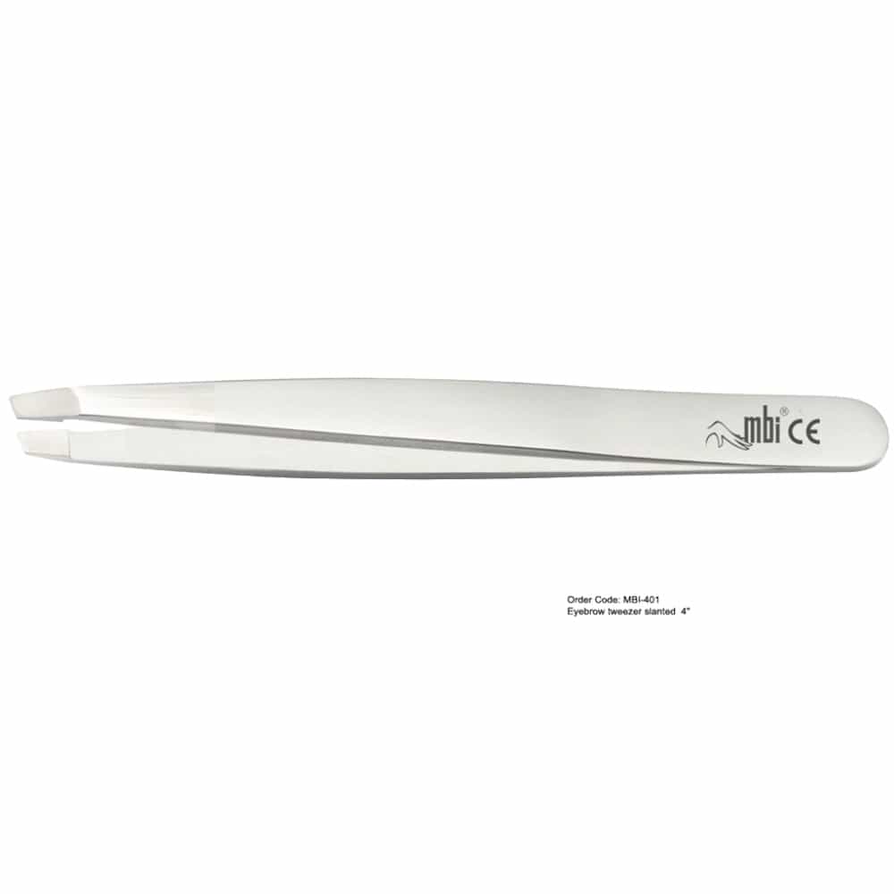 White Smoke MBI-401 Eyebrow Tweezer Slanted 4"