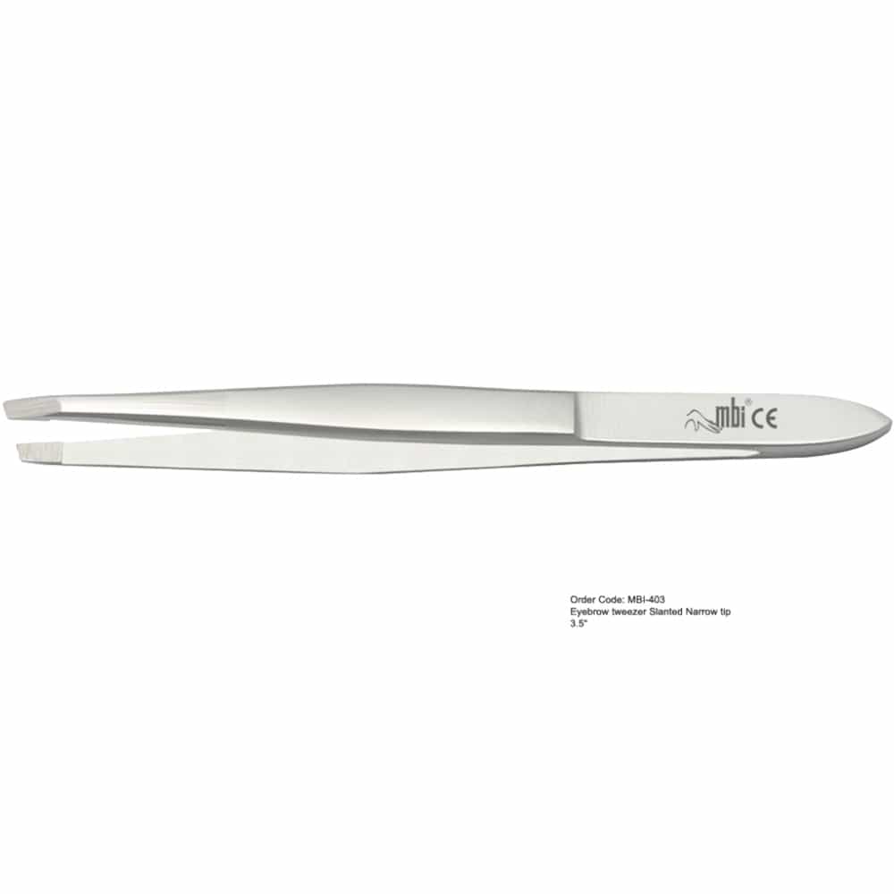 White Smoke MBI-403 Eyebrow Tweezer Slanted With Narrow Tip Size 3.5"
