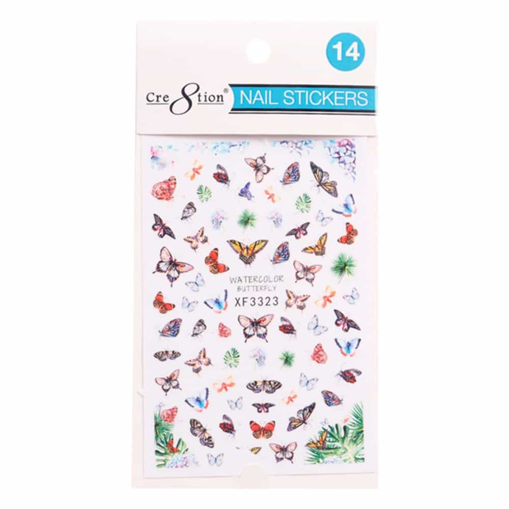 White Smoke Cre8tion Nail Art Sticker Butterfly 14 1101-1125