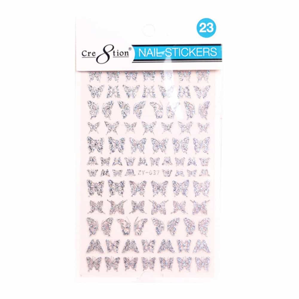 White Smoke Cre8tion Nail Art Sticker Butterfly 23 1101-1134