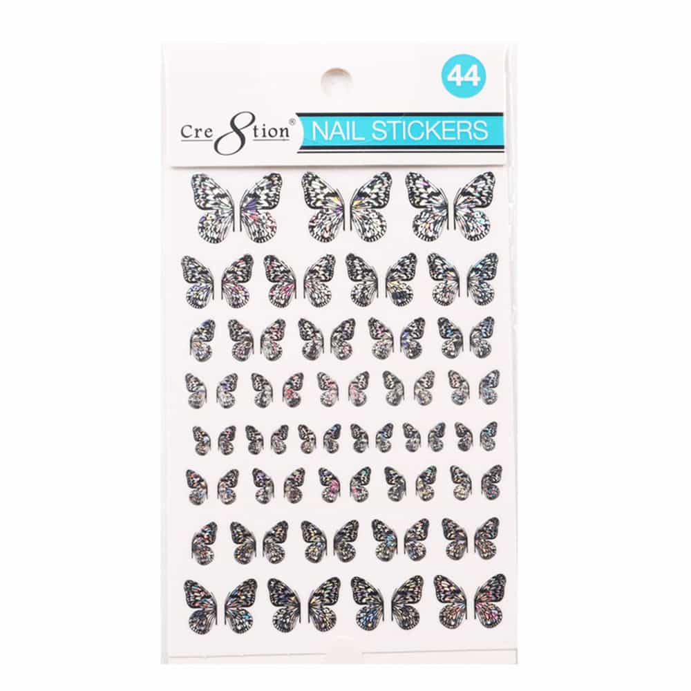White Smoke Cre8tion Nail Art Sticker Butterfly 44 1101-1175