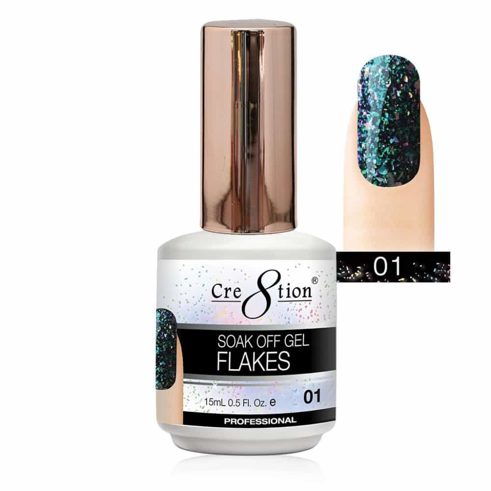 White Smoke Cre8tion Soak Off Gel Flakes 0.5 oz/15ml 0916-1631