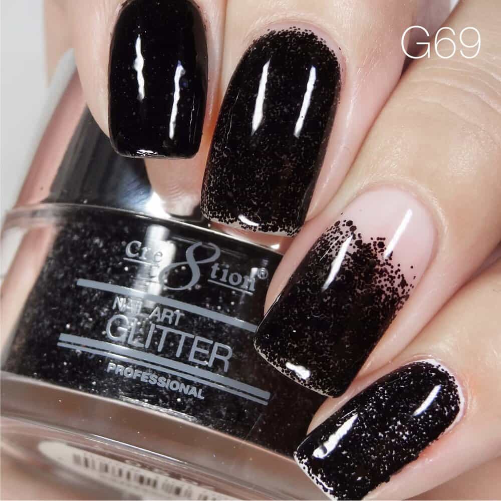 Black Cre8tion Nail Art Glitter 1 fl oz/30g Glitter 69