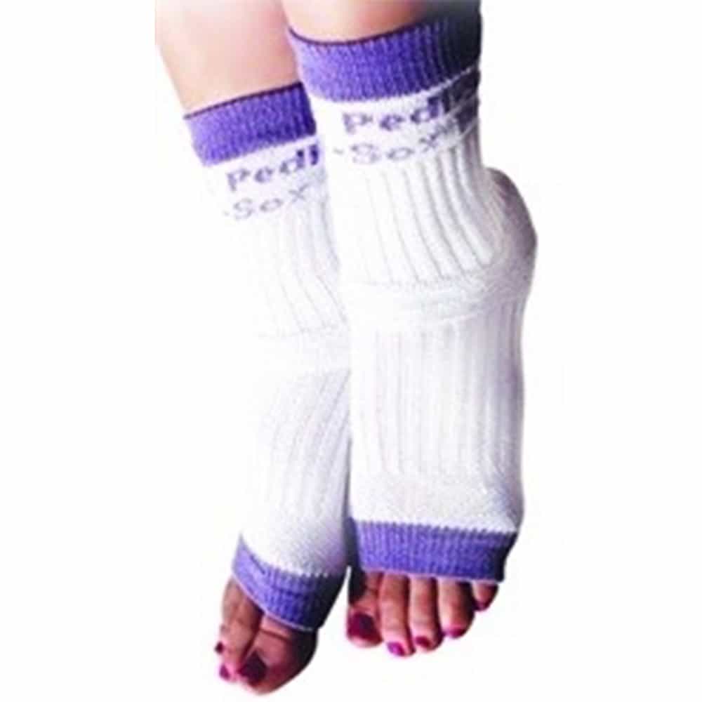 White Smoke Original Pedi-Sox White/Purple Trim PS-108