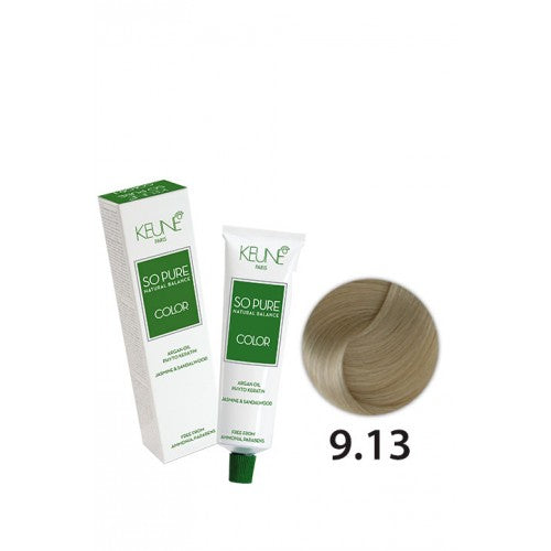 White Smoke Keune So Pure Color - 9.13 Very Light Ash Golden Blonde