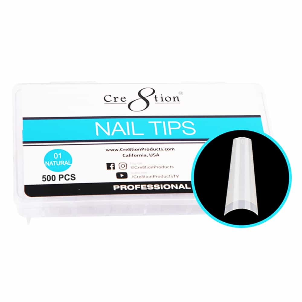 White Smoke Cre8tion Nail Tips 500pcs 01 Natural Coffin 15130