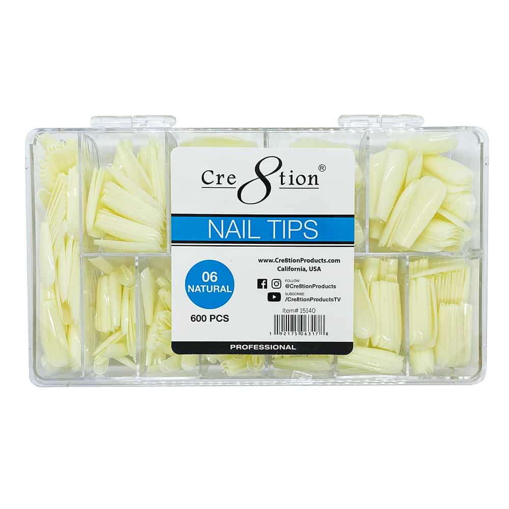 Pale Goldenrod Cre8tion Nail Tips 600pcs 06 Natural Coffin 15140