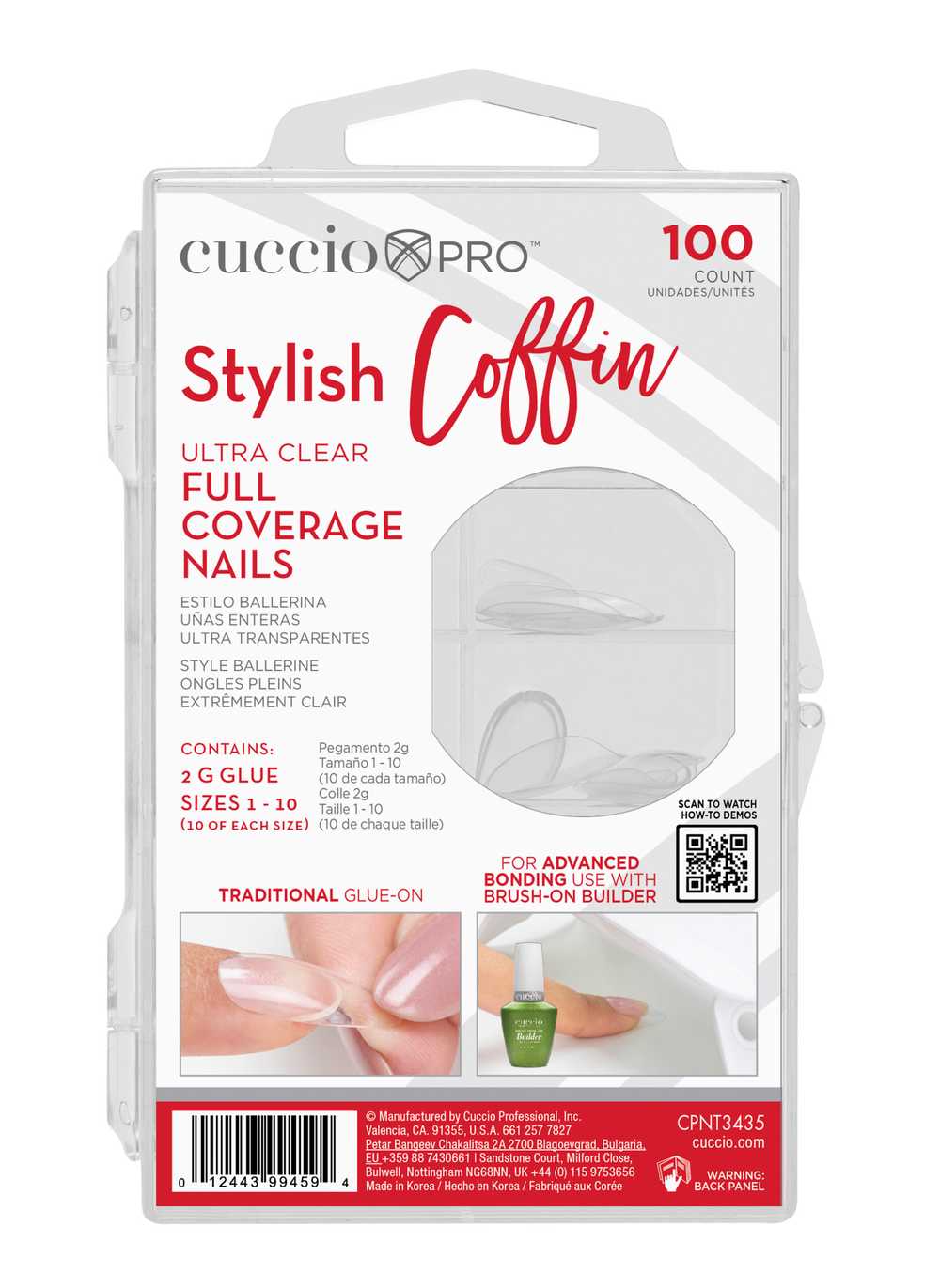White Smoke CuccioPRO Stylish Coffin Ultra Clear Tips 100ct. CPNT3435