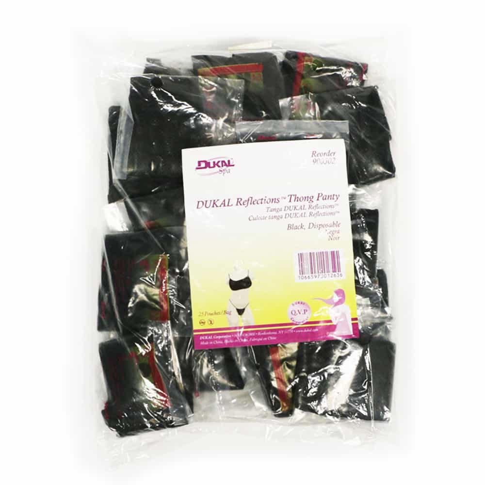 White Smoke Dukal Reflections Thong Panty, Black 25-pack 900502