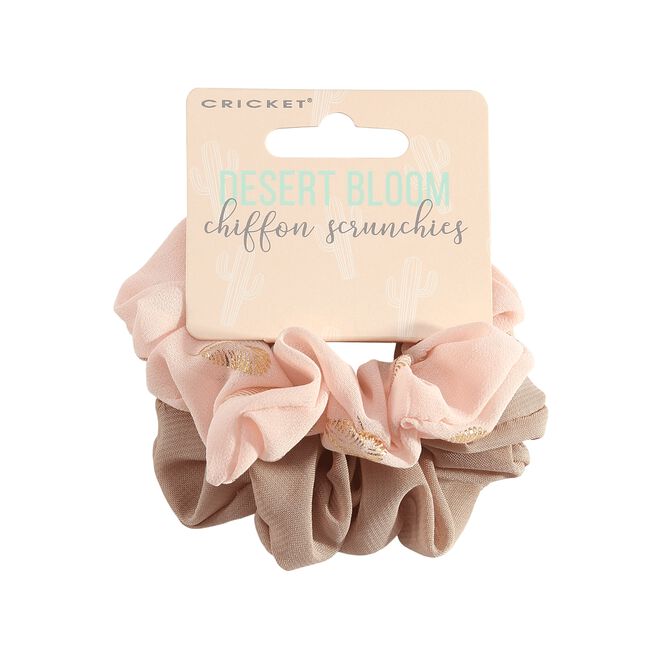 White Smoke Cricket Desert Bloom Chiffon Scrunchies - Pale Pink & Sand