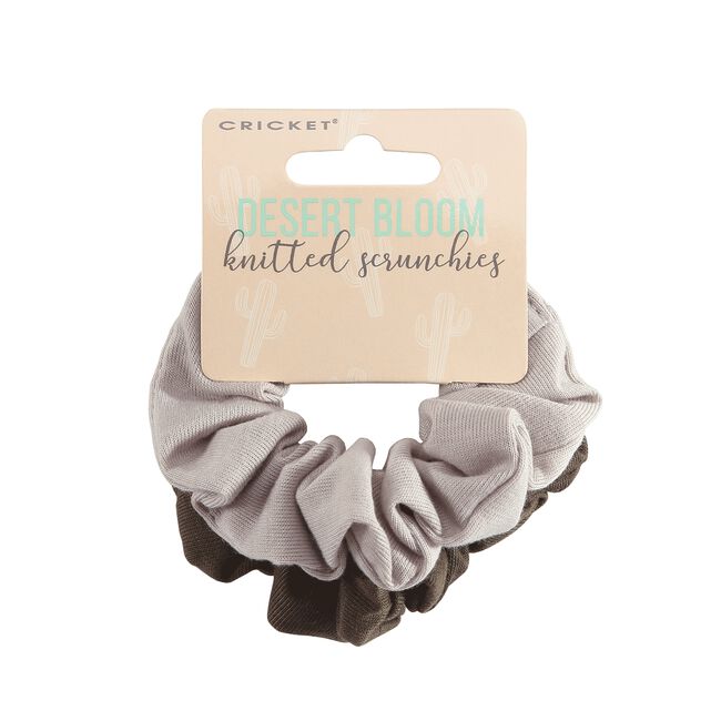 White Smoke Cricket Desert Bloom Knitted Scrunchies - Grey & Olive