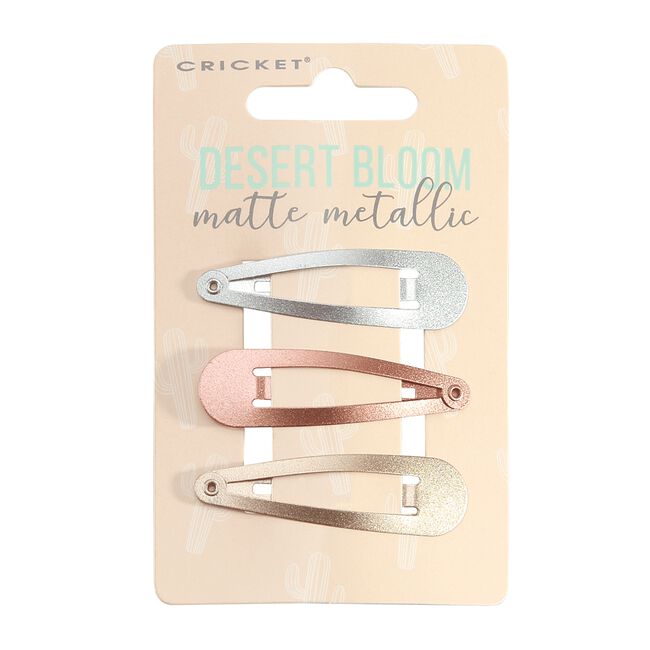 Light Gray Cricket Desert Bloom Matte Metallic Hair Clips - 3 Piece