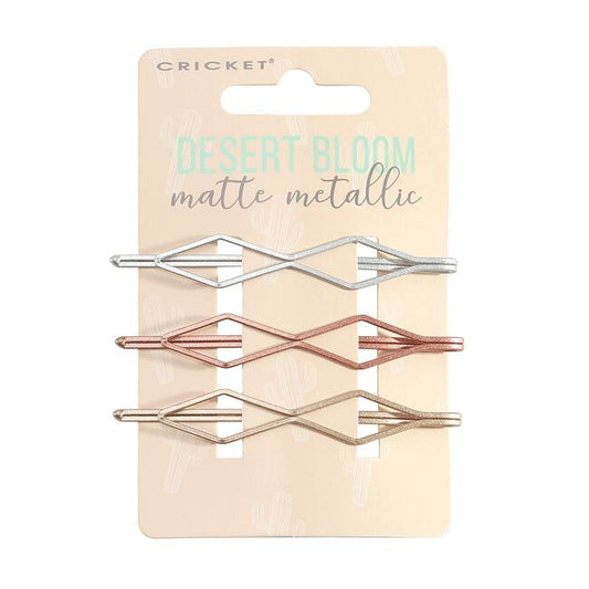 Antique White Cricket Desert Bloom Matte Mettalic Hair Pins - 3 Piece