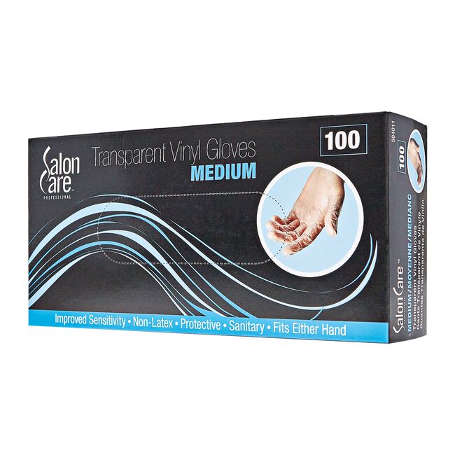 Dark Slate Gray Salon Care Salon Care Clear Vinyl Powdered Medium Gloves 100-Count