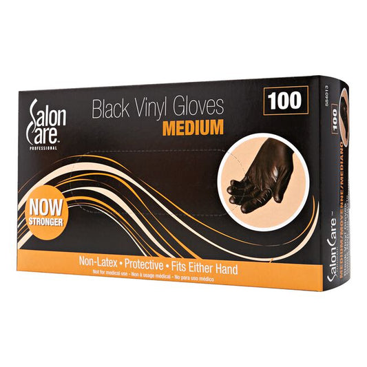 Black Salon Care Salon Care Black Vinyl Gloves Medium - 100 Count