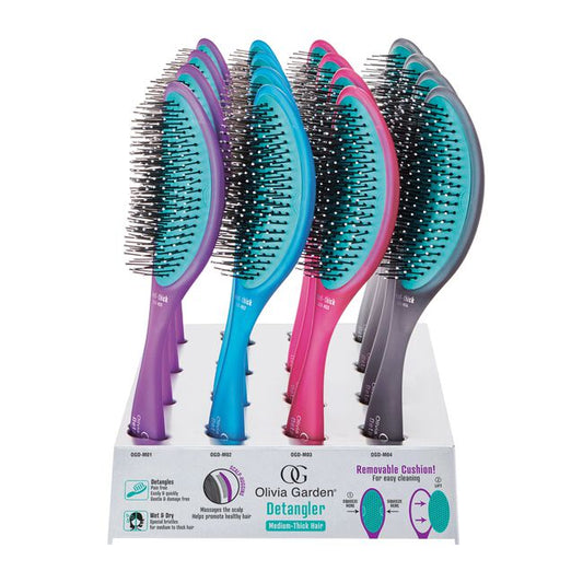 White Smoke Olivia Garden Detangler Brush for Medium - Thick Hair 16 Piece Display