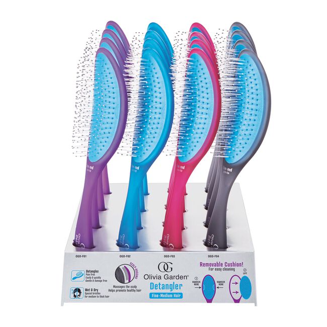 White Smoke Olivia Garden Detangler Brush for Fine-Medium Hair 16 Piece Display