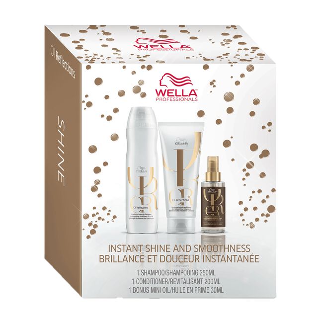 White Smoke Wella Oil Reflections Shampoo, Conditioner, Smoothing Oil
