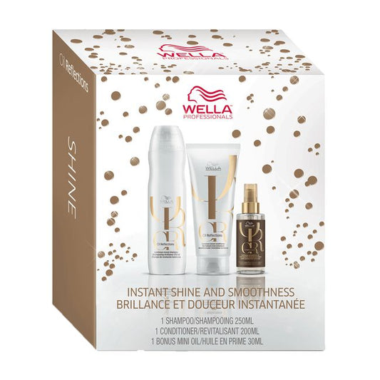 White Smoke Wella Oil Reflections Shampoo, Conditioner, Smoothing Oil