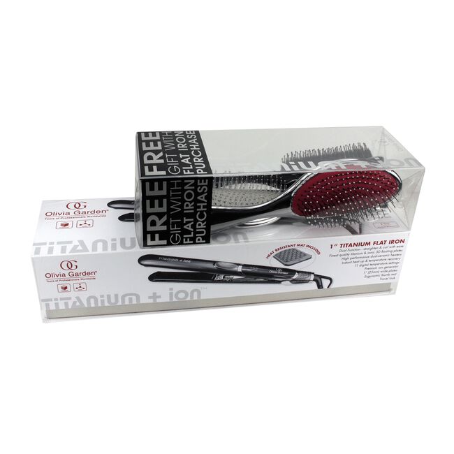 White Smoke Olivia Garden Professional Titanium+Ion Flat Iron with Free Gift