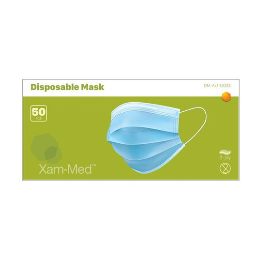 Yellow Green Xam-Med 3-Ply Disposable Face Mask 50-Count