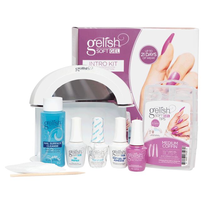 White Smoke Gelish Soft Gel Medium Coffin Kit