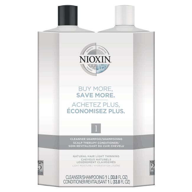 White Smoke Nioxin System 1 Cleanser, Scalp Therapy Litre Duo