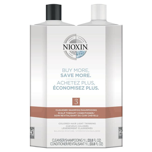 White Smoke Nioxin System 3 Cleanser, Scalp Therapy Litre Duo