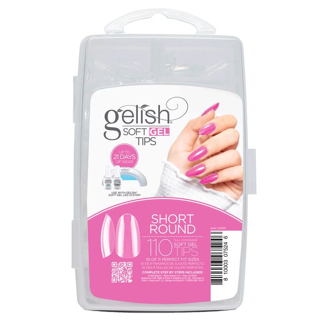 White Smoke Gelish Short Round Soft Gel Tips