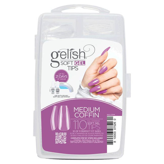 White Smoke Gelish Medium Coffin Soft Gel Tips
