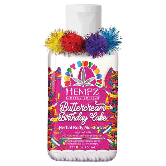 White Smoke Hempz Mini Buttercream Birthday Cake Herbal Body Moisturizer