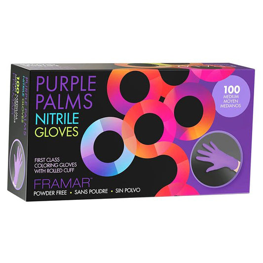 Black Framar Purple Palms Nitrile Gloves Medium
