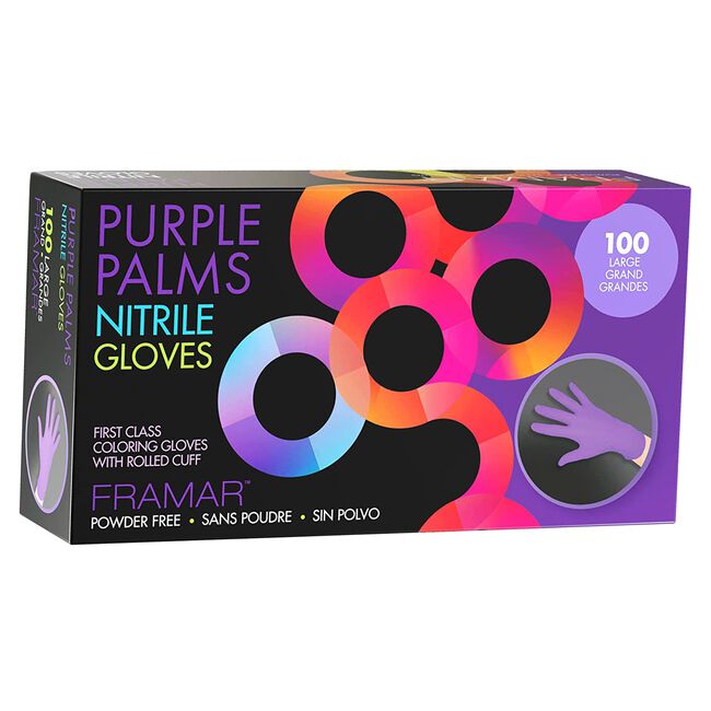 Black Framar Purple Palms Nitrile Gloves Large