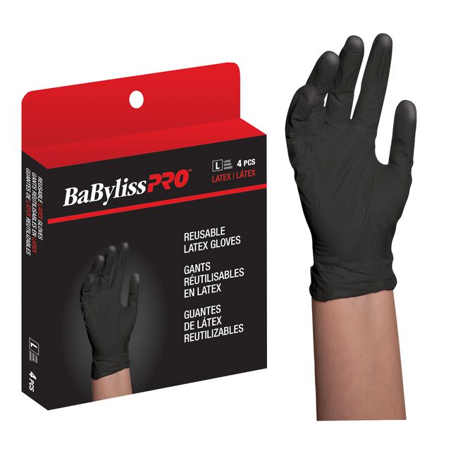 White Smoke BaBylissPRO BaBylissPro Reusable Latex Medium Gloves - 4 Count