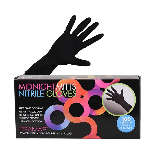 White Smoke Framar Midnight Mitts Nitrile Gloves  - Medium 100 Count